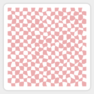 Warped Checkerboard, Pink and White Sticker